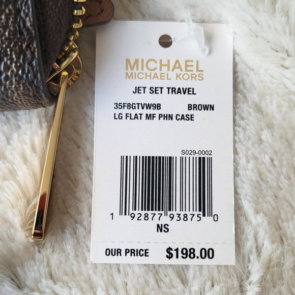 Michael Kors Jet Set Travel Large Flat Phone Case Brown - Picture 2 of 8